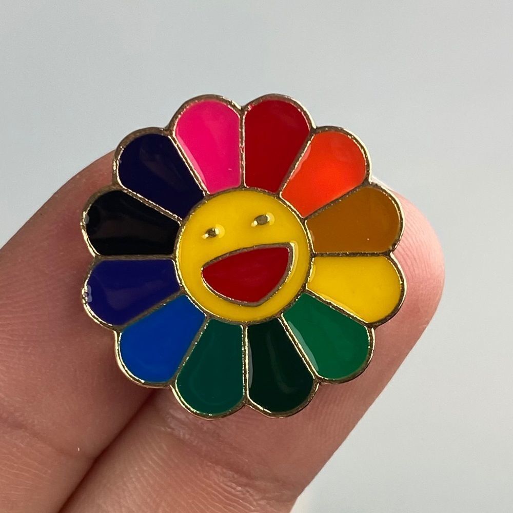 Rainbow Smiley Flower Enamel Pin/ Brooch Lapel